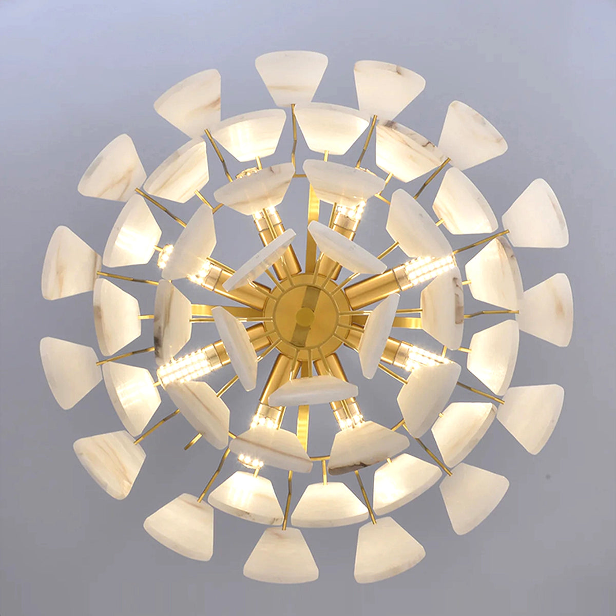 Leon Drop Shape Alabaster Chandelier - view 17 | Liootrlamp
