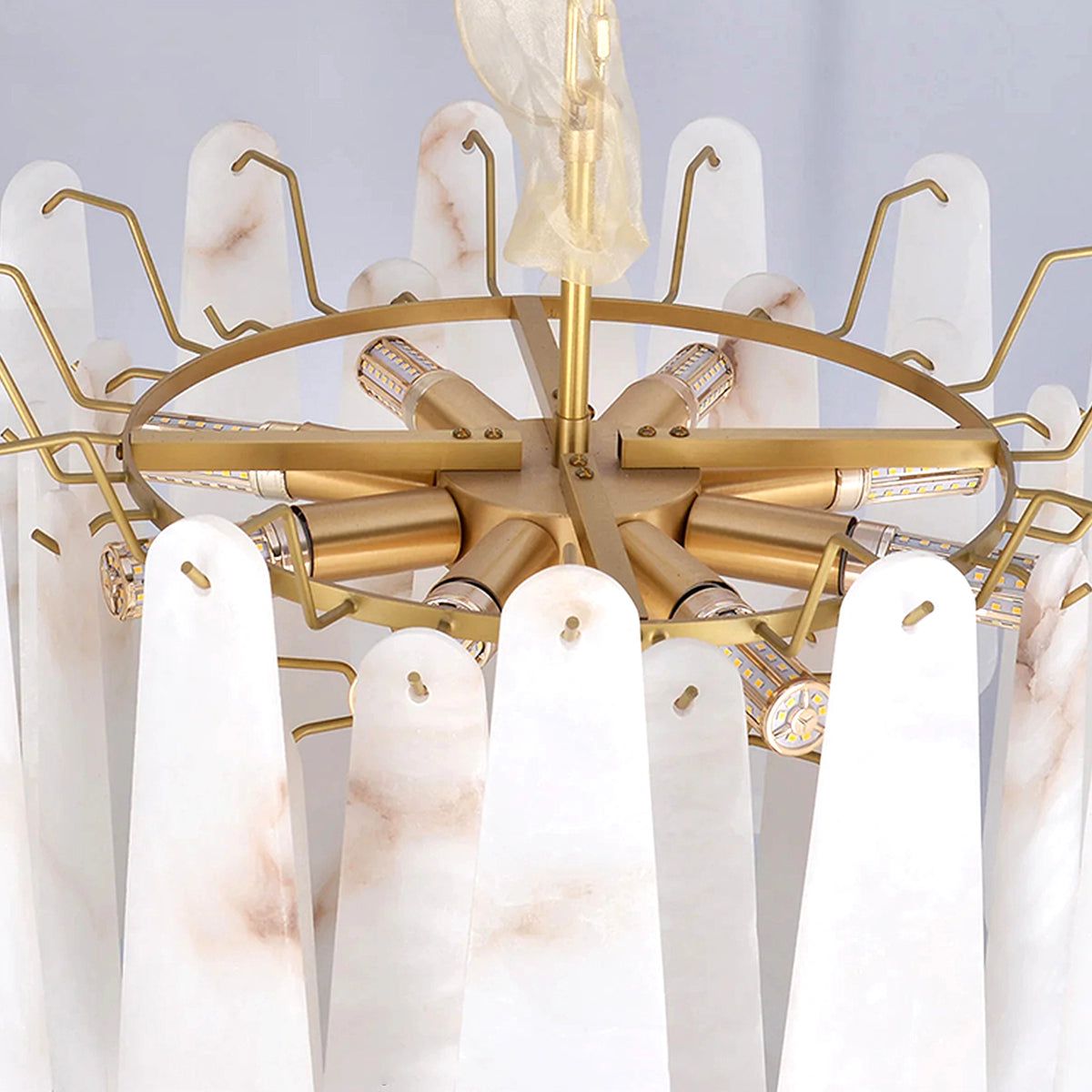Leon Drop Shape Alabaster Chandelier - view 18 | Liootrlamp