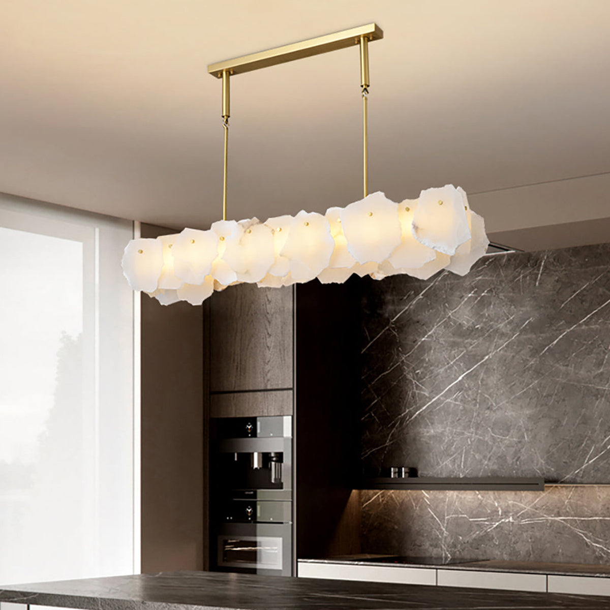 Linear Magari Irregular Alabaster Chandelier - view 8 | Liootrlamp