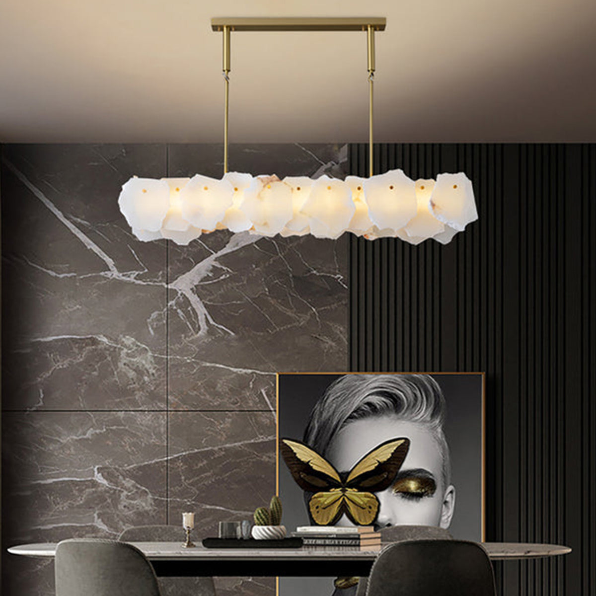 Linear Magari Irregular Alabaster Chandelier - view 7 | Liootrlamp