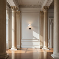 Linen Shade Brass Single Wall Light