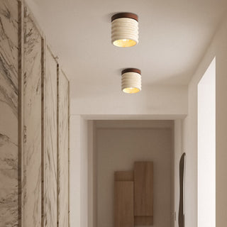 Marble Semi Flush Cylindrical Ceiling Light