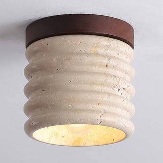 Marble Semi Flush Cylindrical Ceiling Light