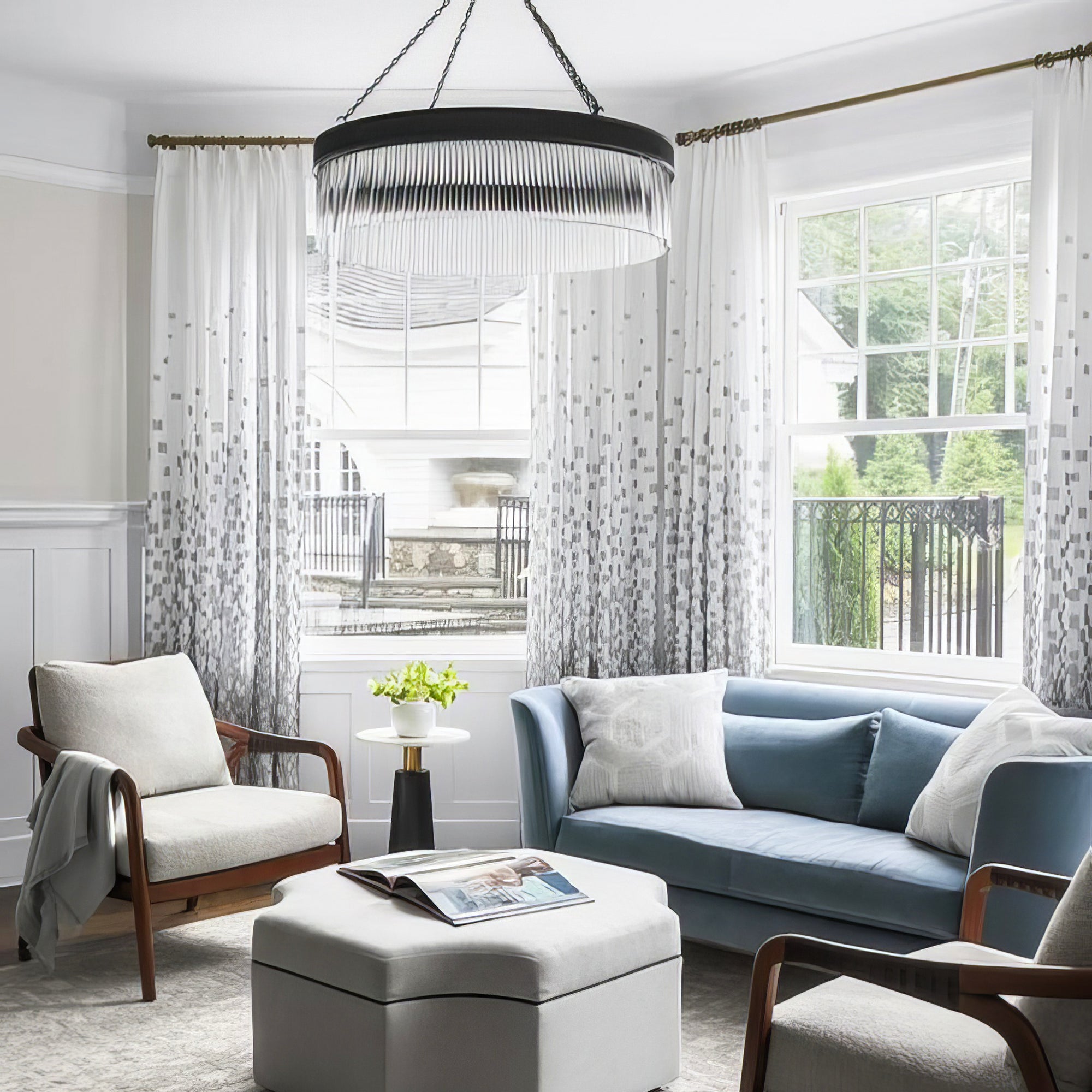 Menier Large Glass Ring Chandelier