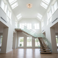 Mid-Century Glass and Metal Ceiling Light