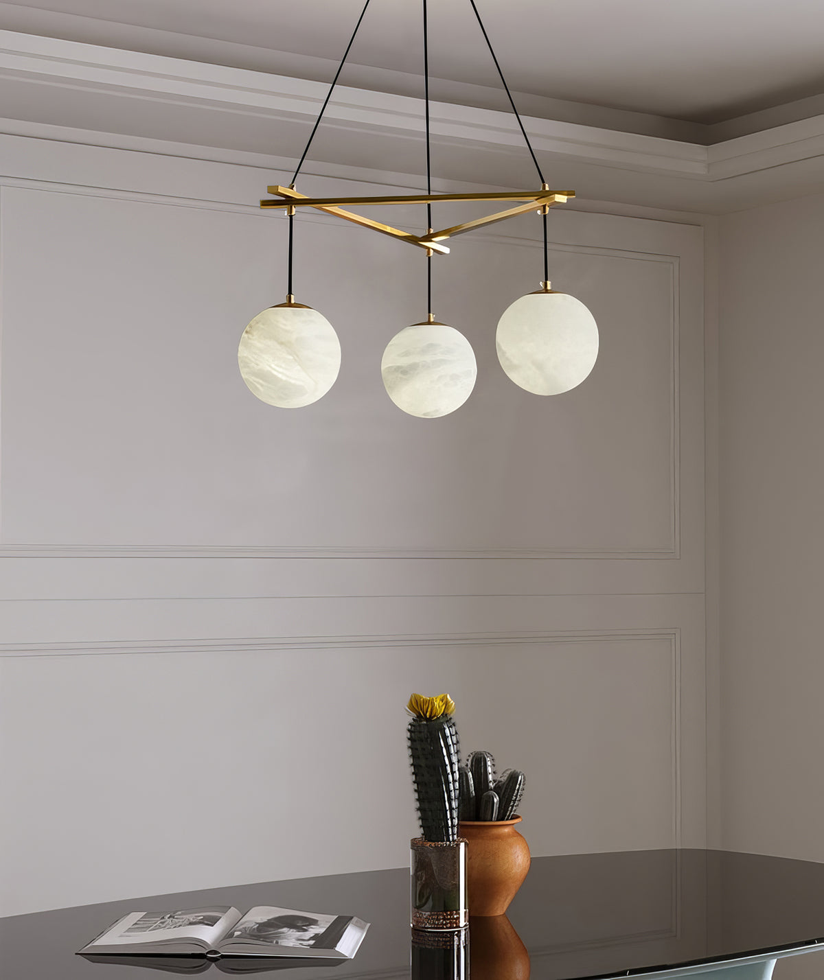 Miira Alabaster Brass Chandelier