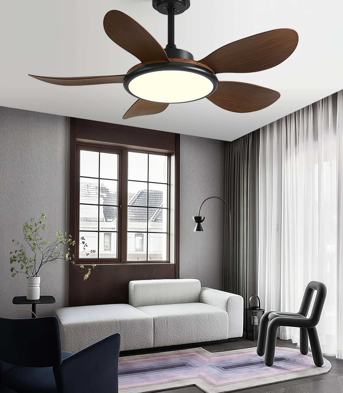 Modern Adjustable Ceiling Fan Light - view 6 | Liootrlamp