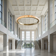 Modern Alabaster Ring Pendant Light