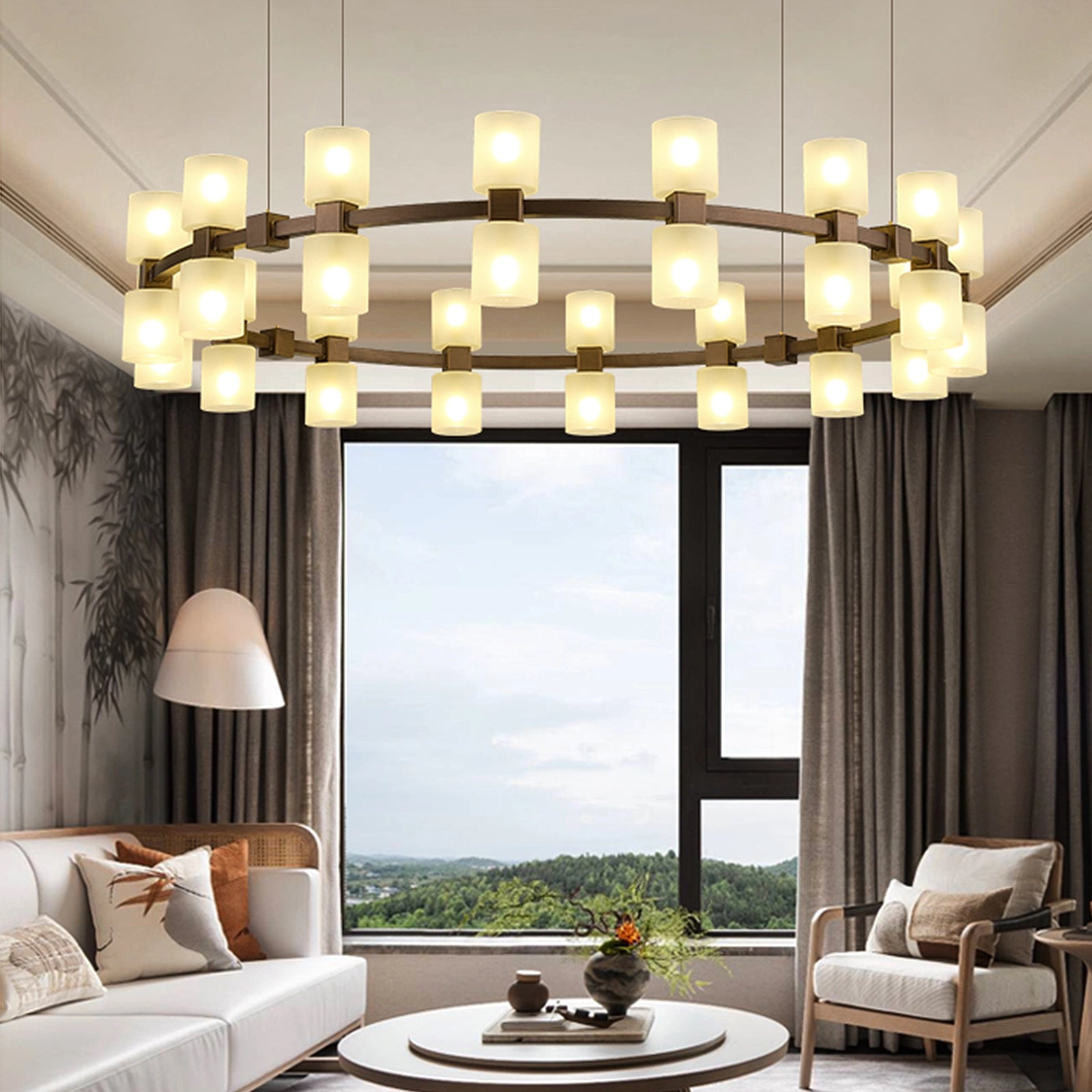 Modern Alabaster Round Chandelier