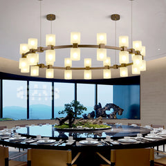 Modern Alabaster Round Chandelier