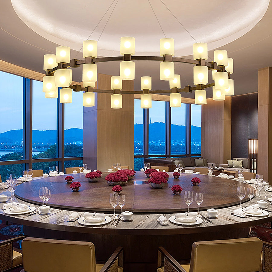 Modern Alabaster Round Chandelier