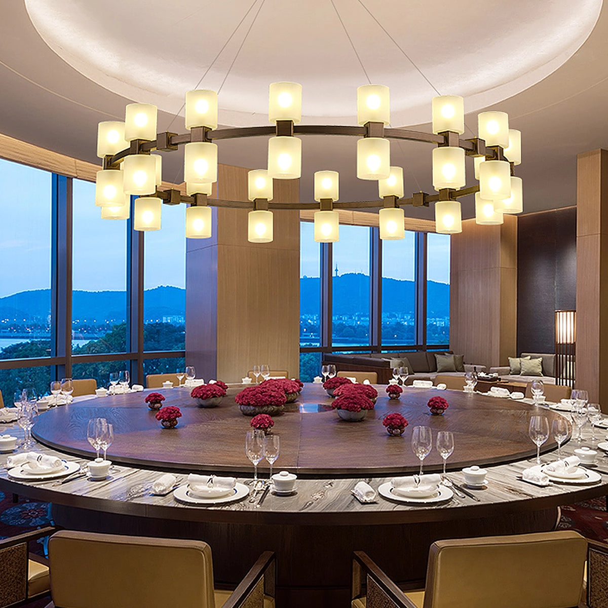 Modern Alabaster Round Chandelier - view 2 | Liootrlamp