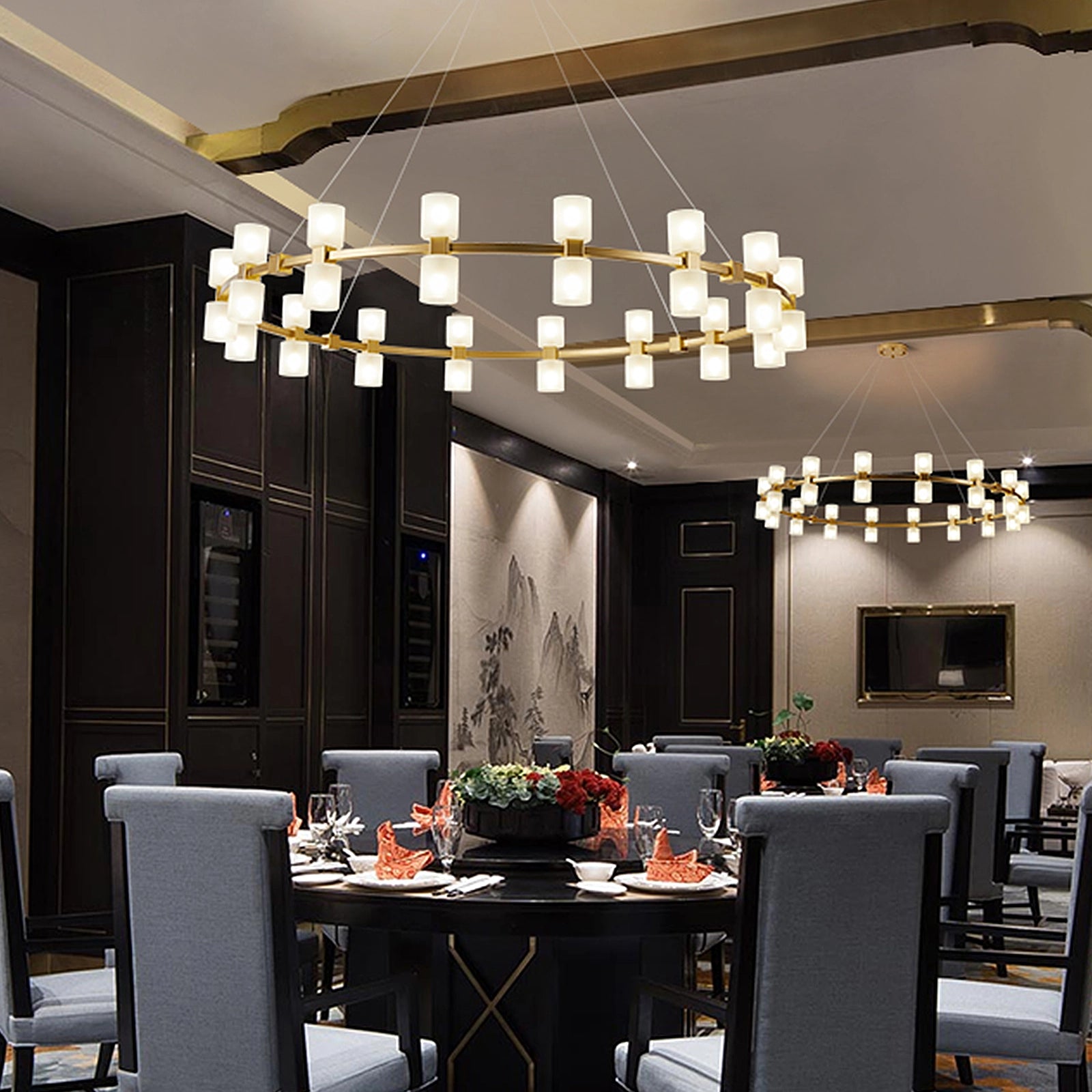 Modern Alabaster Round Chandelier