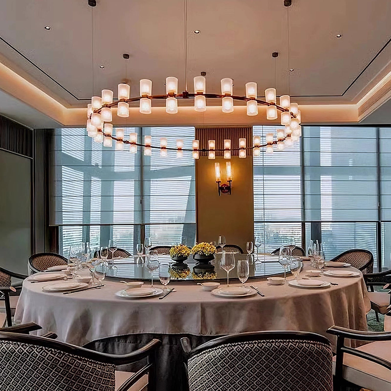 Modern Alabaster Round Chandelier