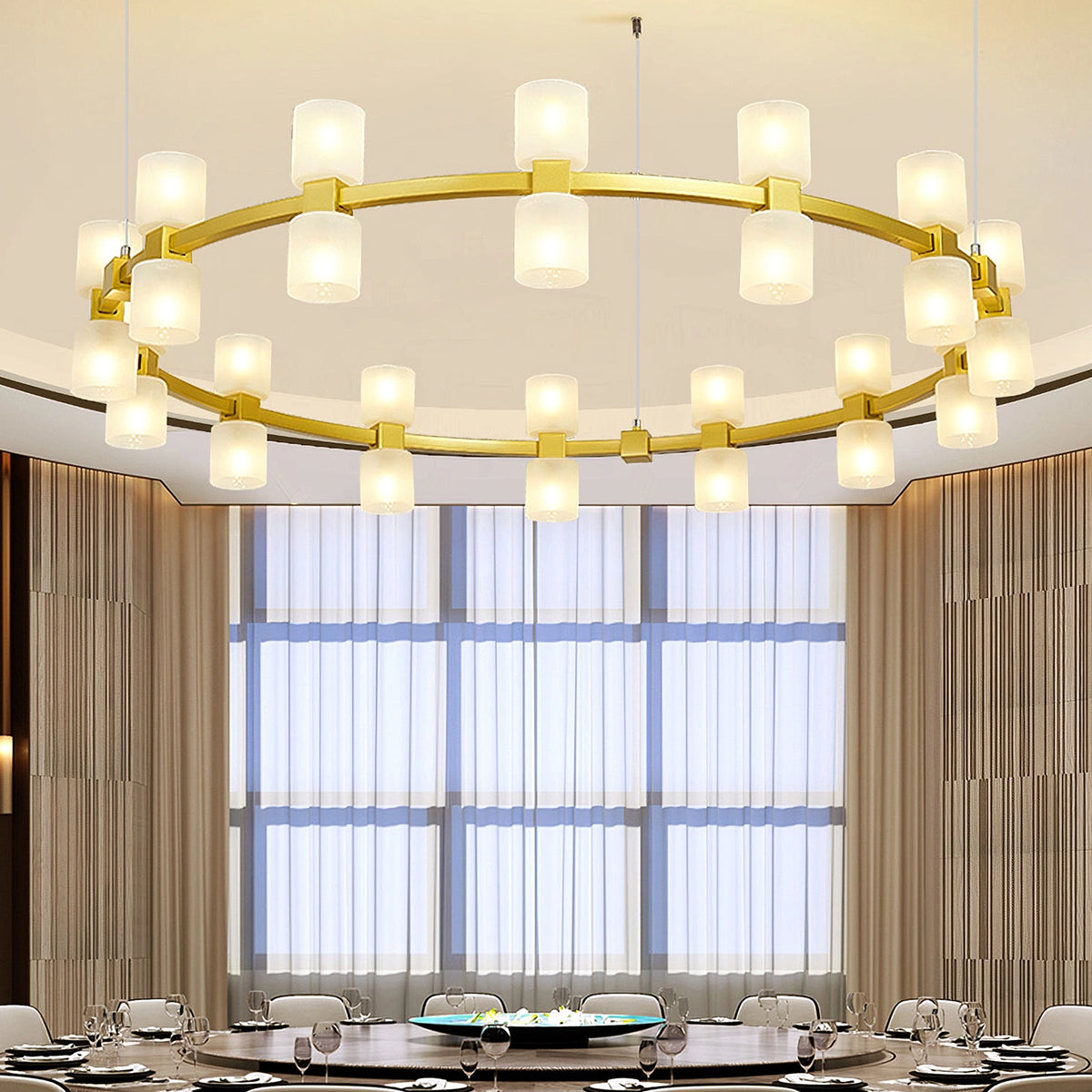 Modern Alabaster Round Chandelier