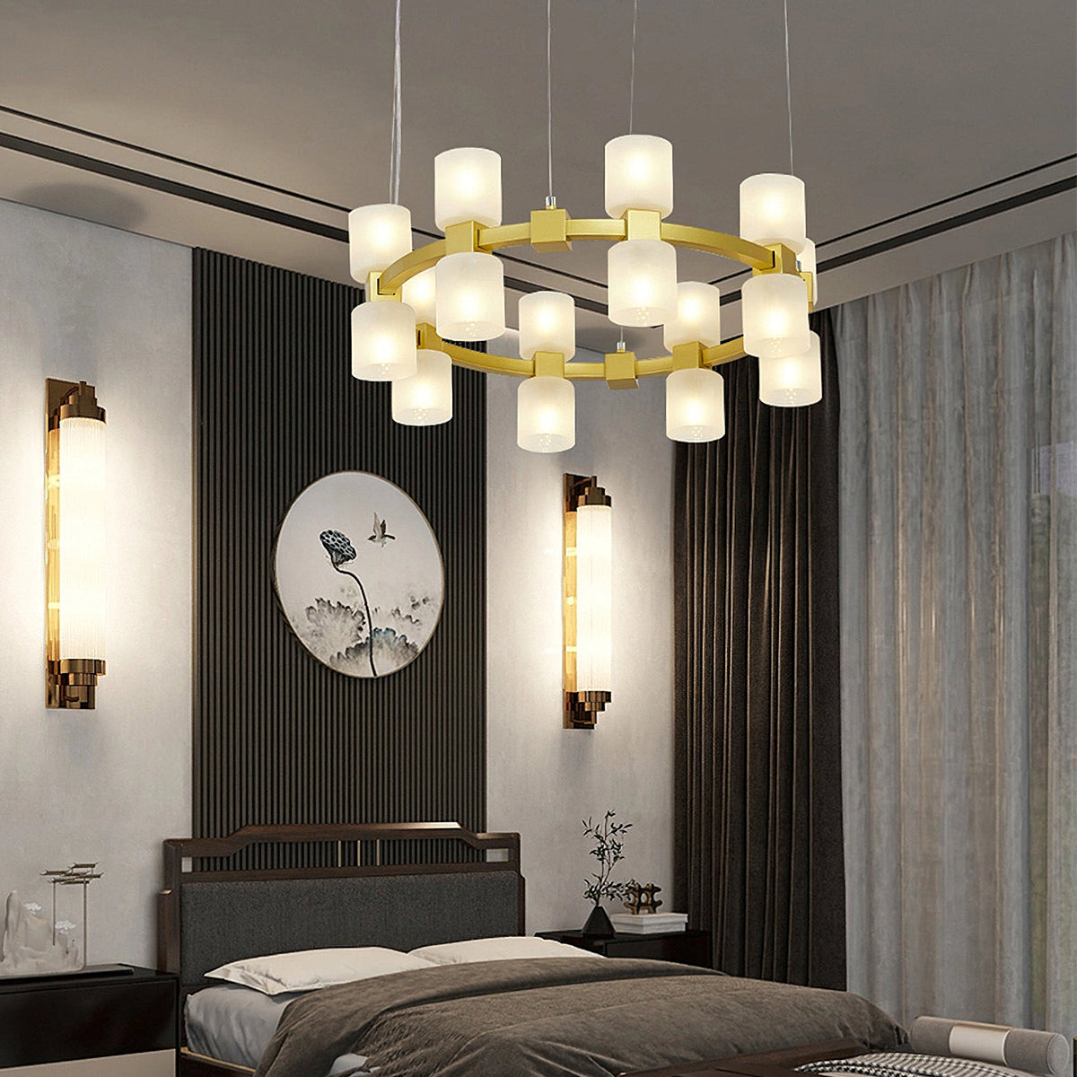 Modern Alabaster Round Chandelier - view 8 | Liootrlamp