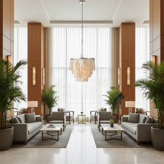 Modern Capiz Shell Cascade Chandelier