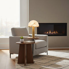 Modern Organic Stone and Brass Table Light