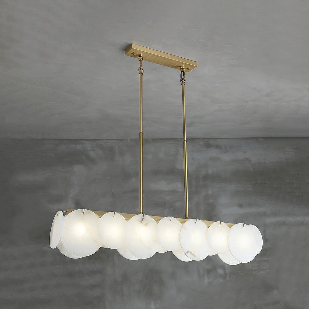 Modernity Alabaster Linear Chandelier - view 8 | Liootrlamp