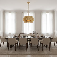 Multi-Tier Metal Leaf Gold Pendant Light