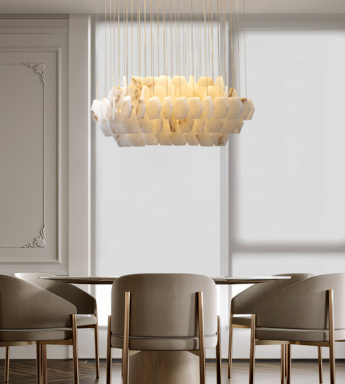 Natural Alabaster Modern Chandelier - view 9 | Liootrlamp