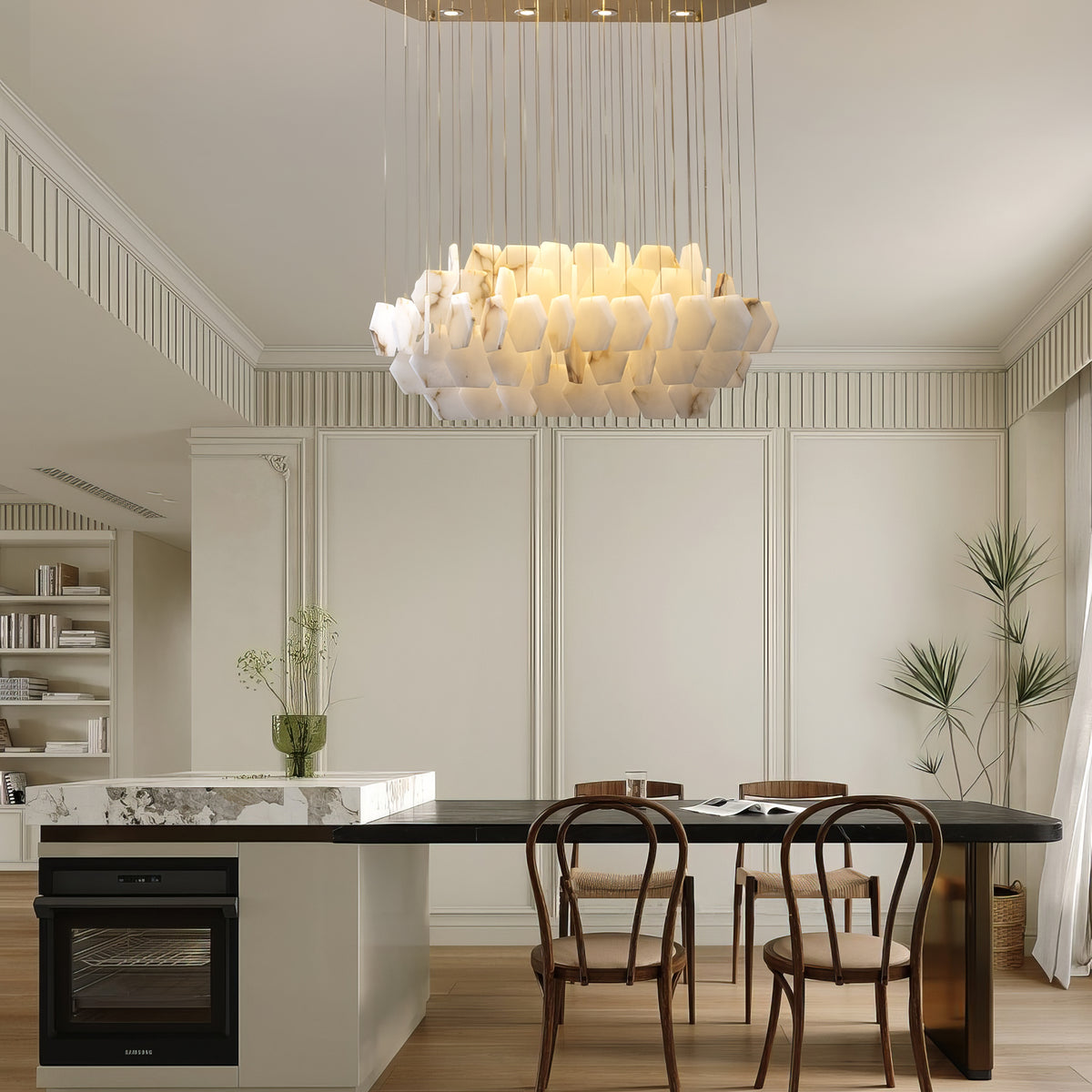Natural Alabaster Modern Chandelier - view 3 | Liootrlamp