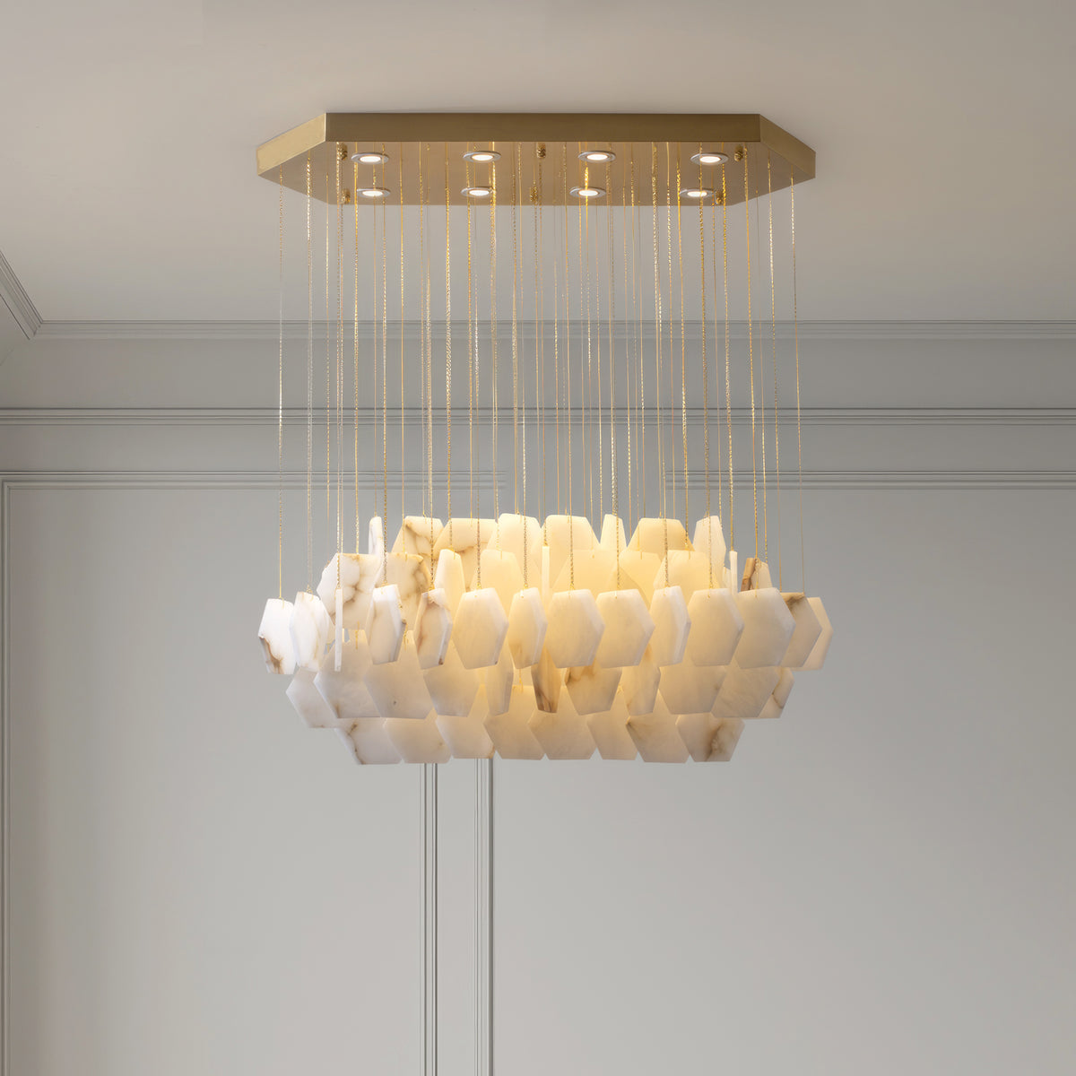 Natural Alabaster Modern Chandelier - view 11 | Liootrlamp