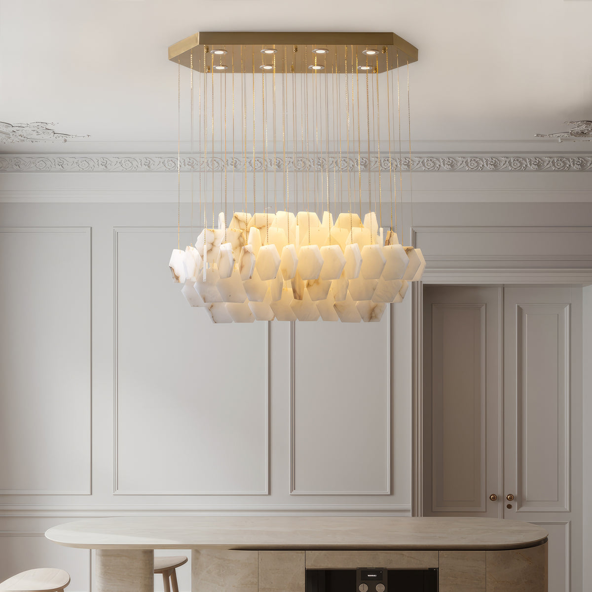Natural Alabaster Modern Chandelier - view 4 | Liootrlamp
