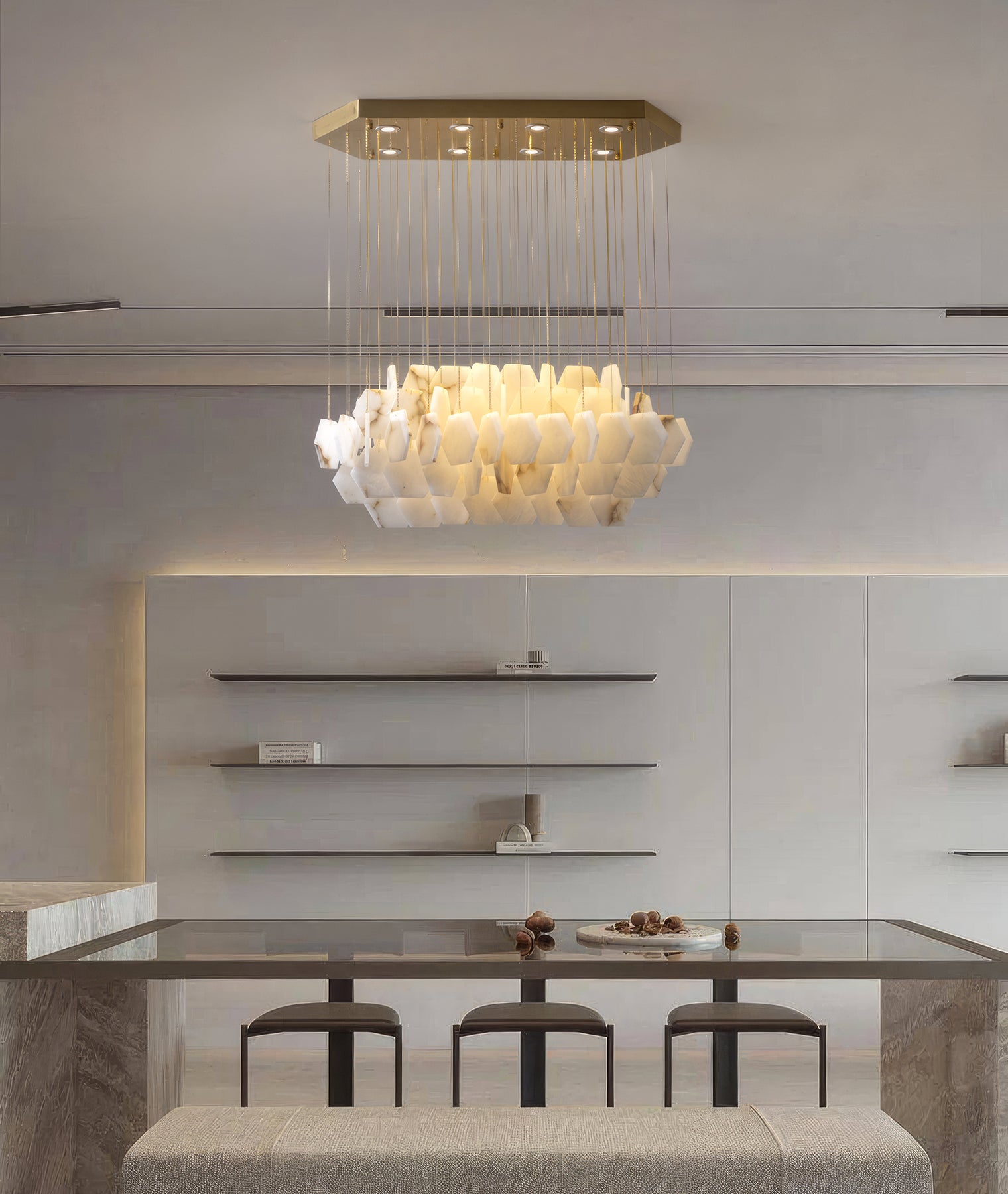 Natural Alabaster Modern Chandelier