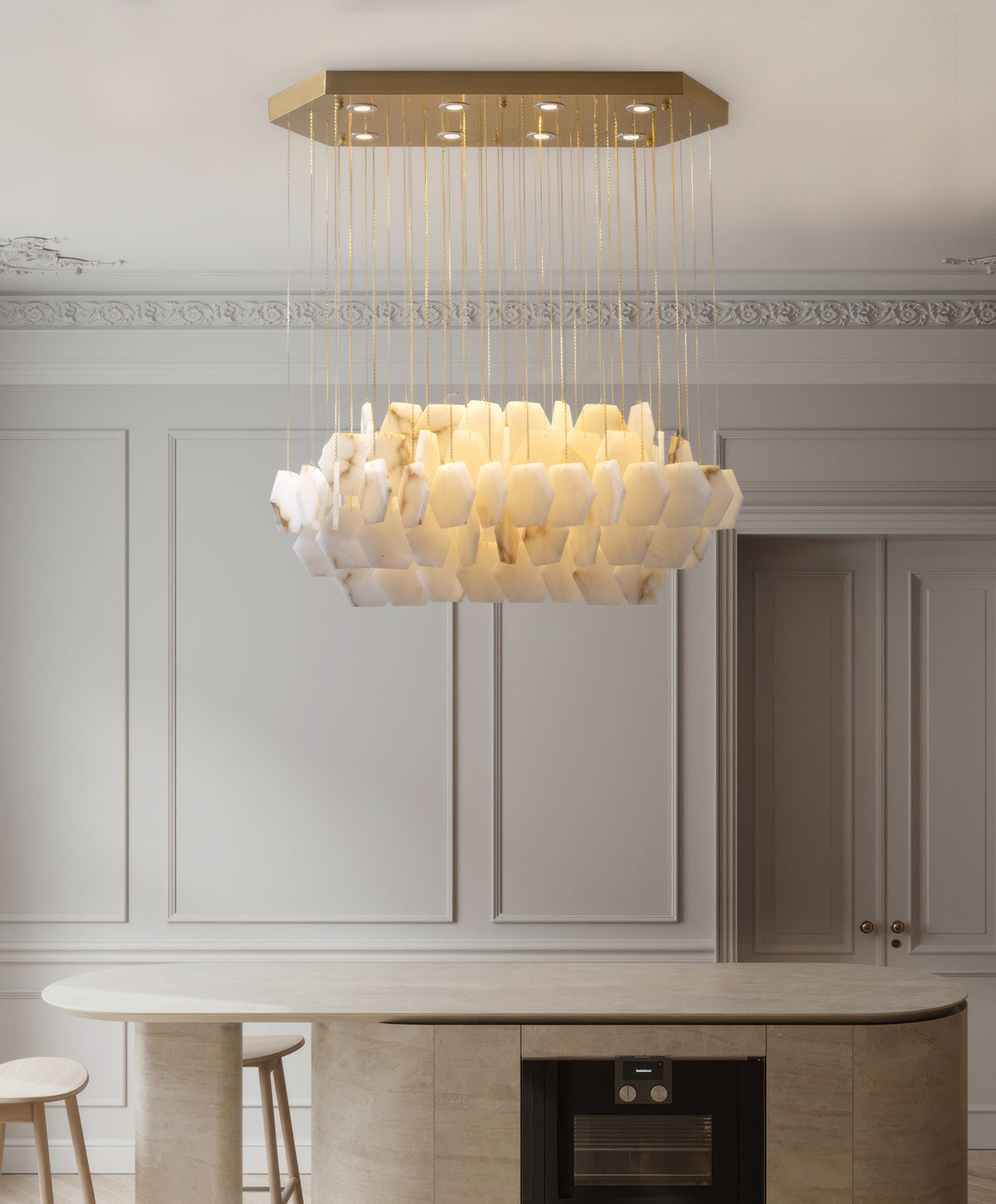 Natural Alabaster Modern Chandelier - view 8 | Liootrlamp