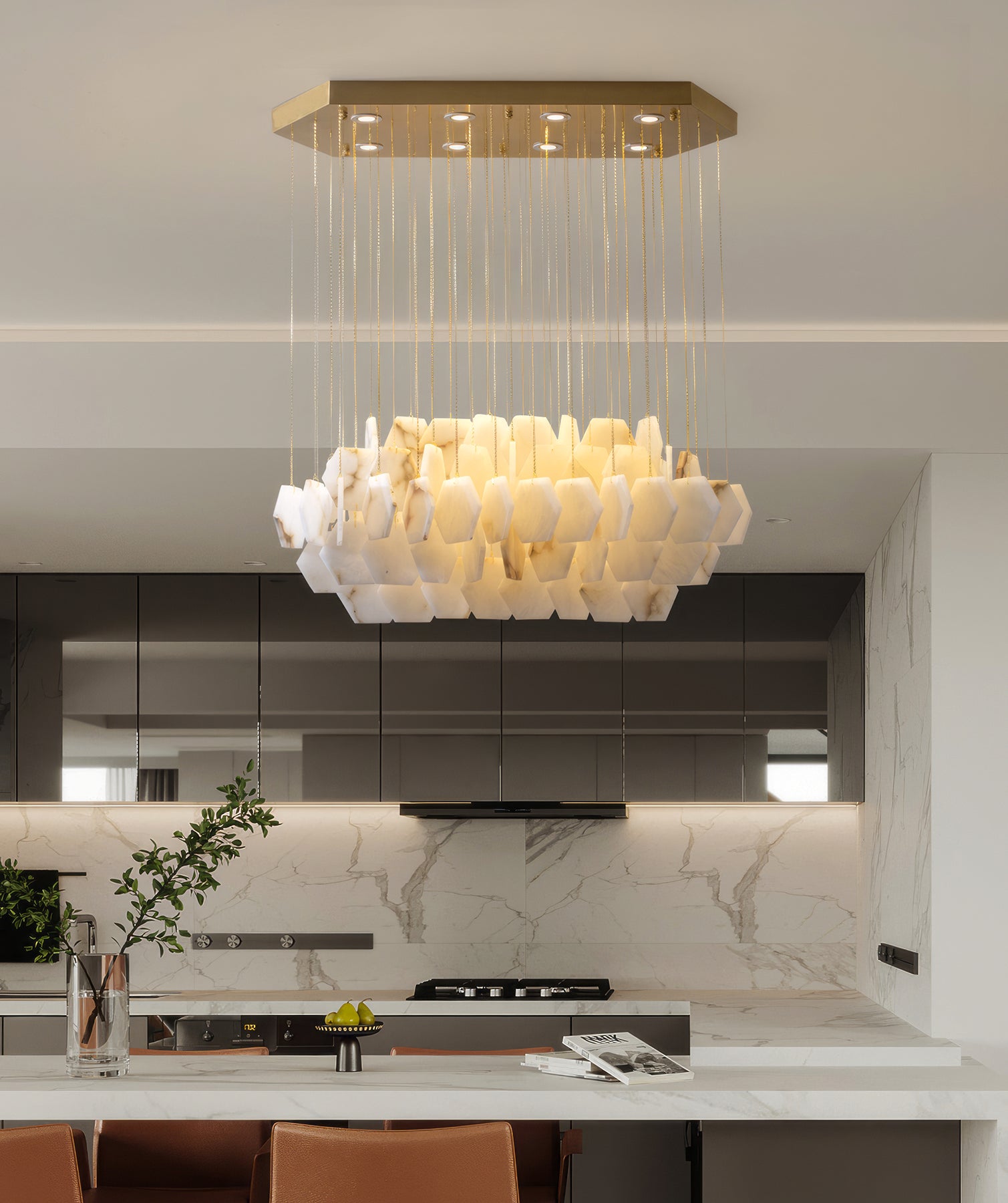 Natural Alabaster Modern Chandelier
