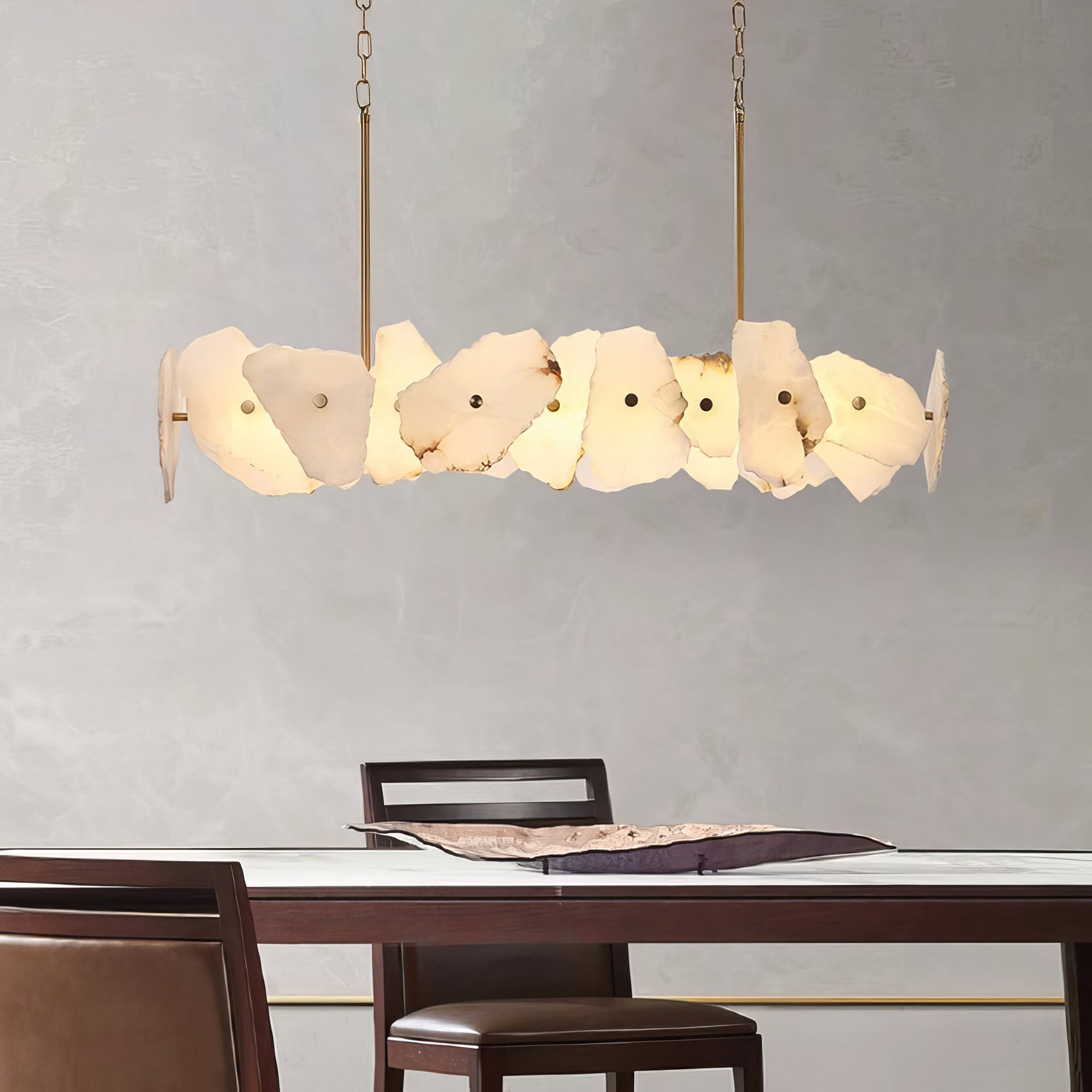 Natural Alabaster Modern Round Chandelier