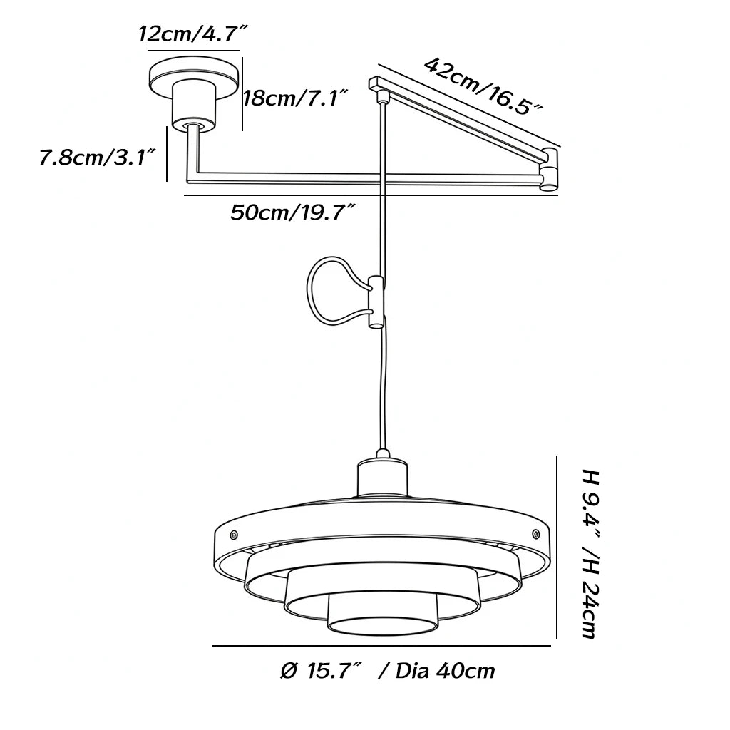 Dimensions of the Orbis Layered Disc Pendant Light