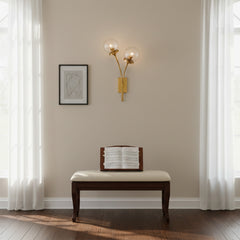 Paired Brass Glass Wall Light