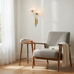 Paired Brass Glass Wall Light