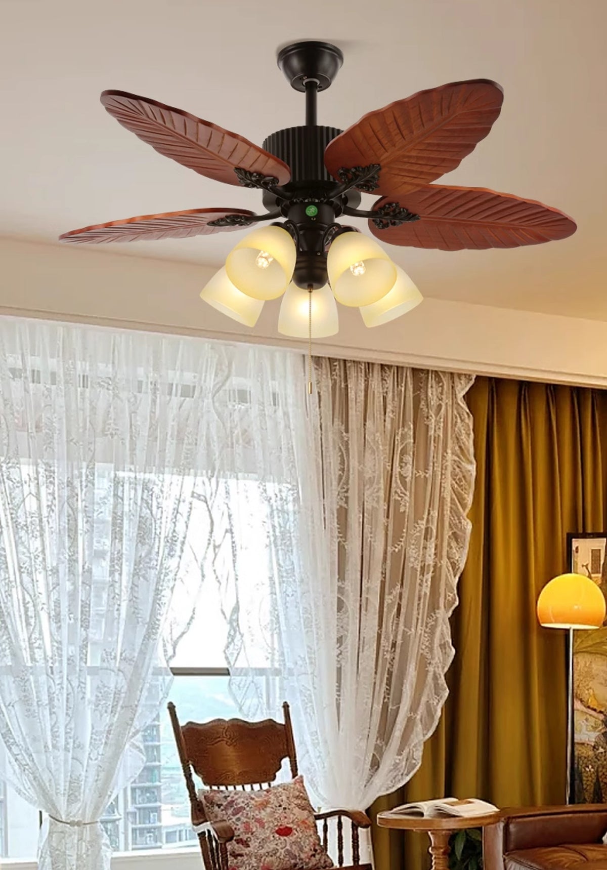 Palm Tropical Ceiling Fan Light - view 5 | Liootrlamp