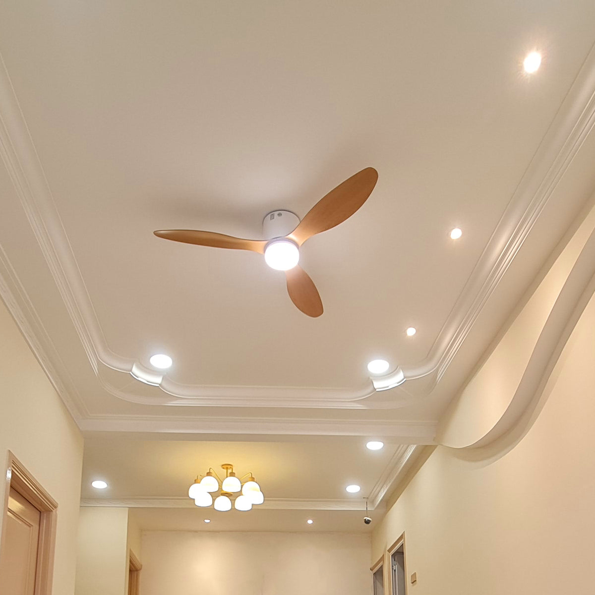 Recessed Fishtail Ceiling Fan Light - view 7 | Liootrlamp