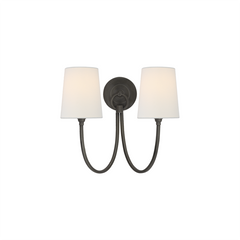 Double Arm Linen Shade Wall Light