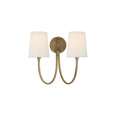 Double Arm Linen Shade Wall Light