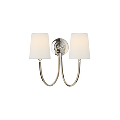 Double Arm Linen Shade Wall Light