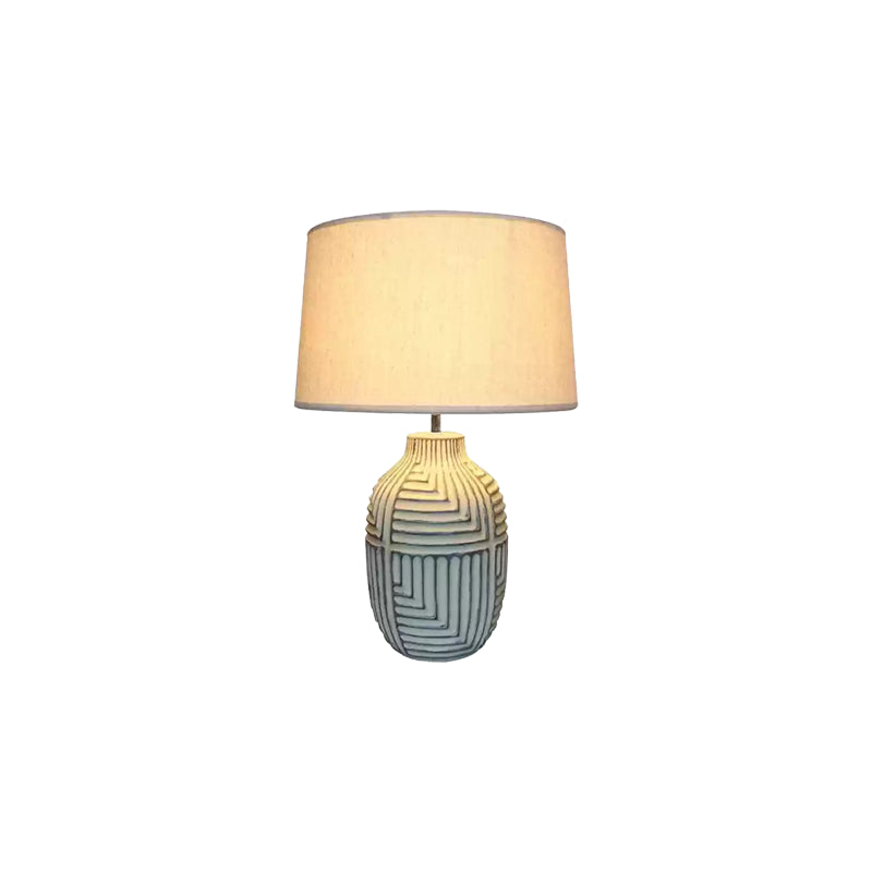 Retro rural woodcarving decorative fabric table lamp