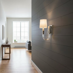 Single Curved Arm Fabric Wall Light