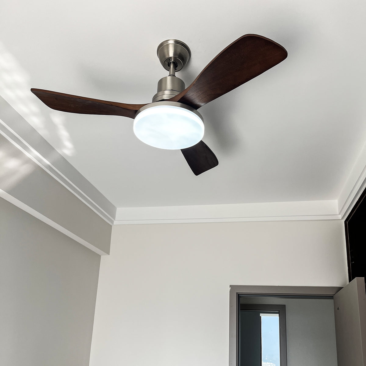 Solid Wood Three-Leaf Fan Lamp - view 10 | Liootrlamp
