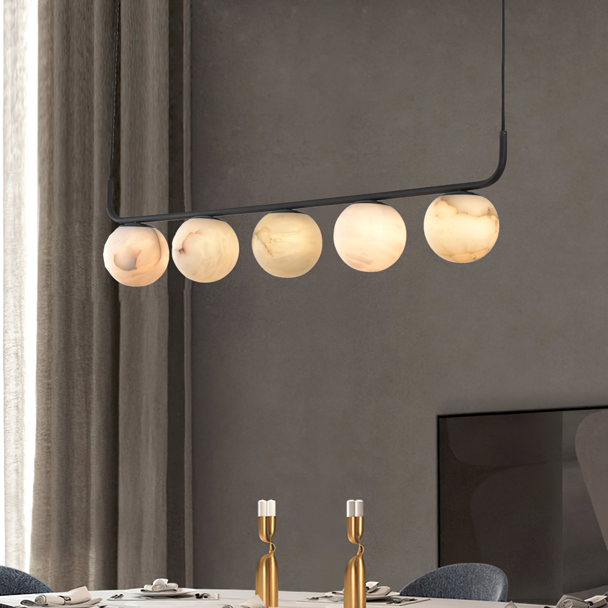 Tribeca Rohr 5 Alabaster Pendant Lamp - view 9 | Liootrlamp
