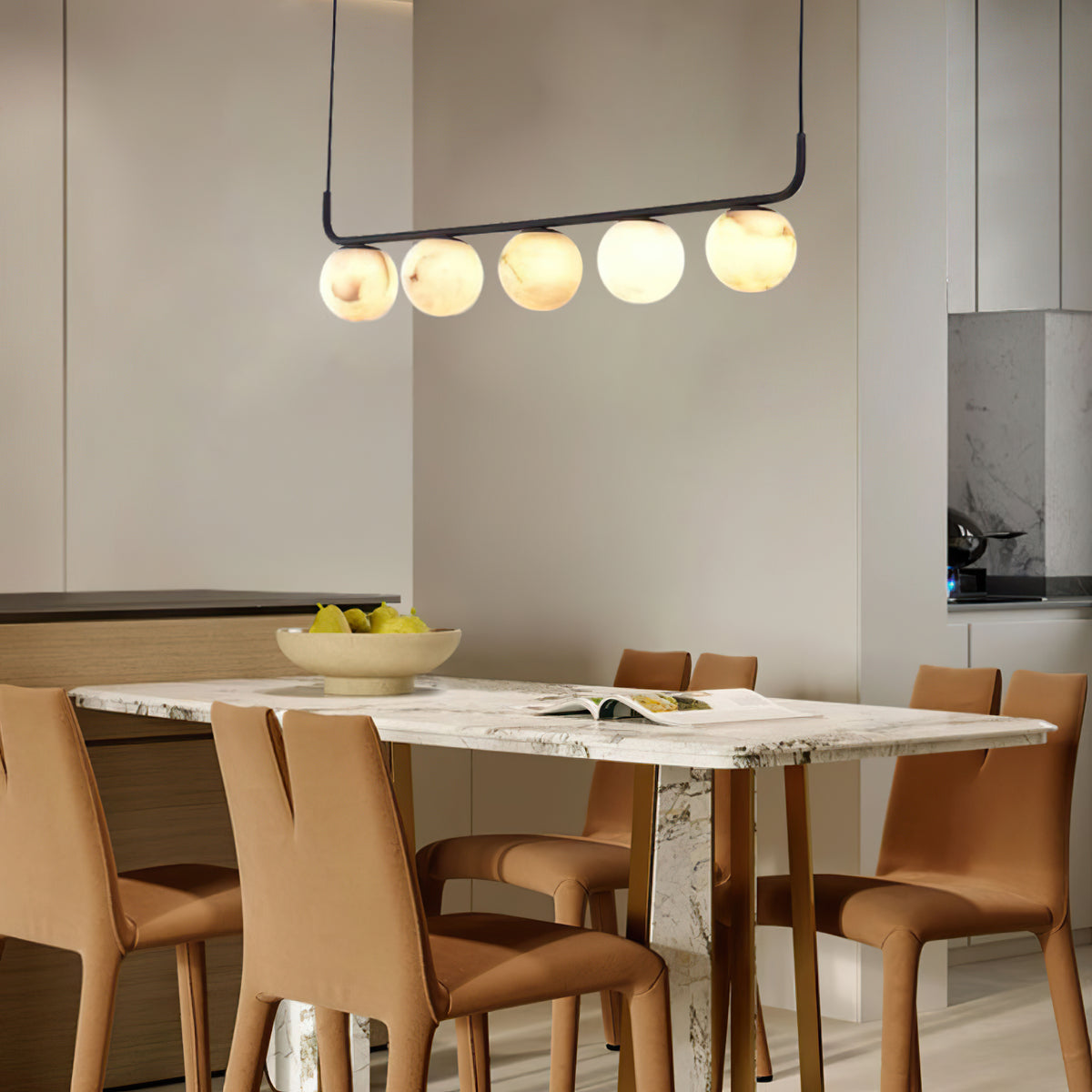 Tribeca Rohr 5 Alabaster Pendant Lamp - view 4 | Liootrlamp