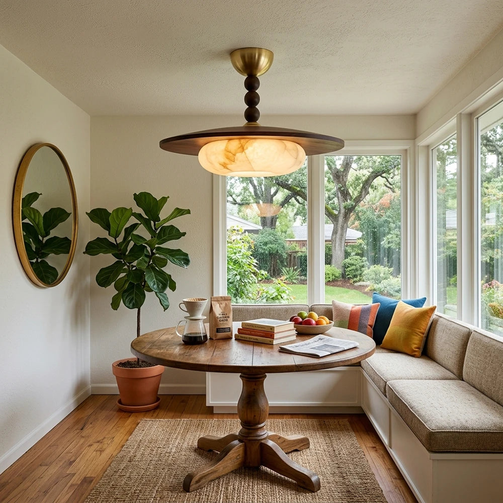 Vicenza Wood-Tone Semi-Flush Mount Ceiling Light