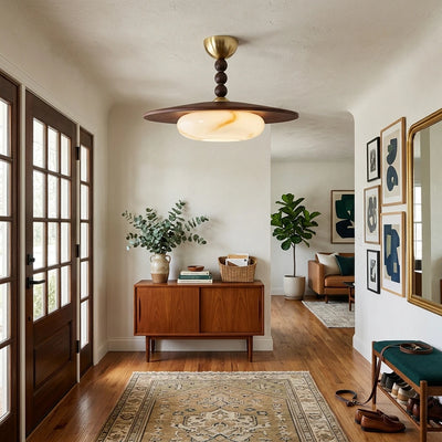 Vicenza Wood-Tone Semi-Flush Mount Ceiling Light