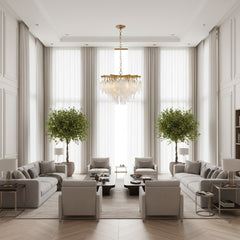 White Ceramic Leaf Waterfall Chandelier