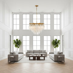 White Ceramic Leaf Waterfall Chandelier