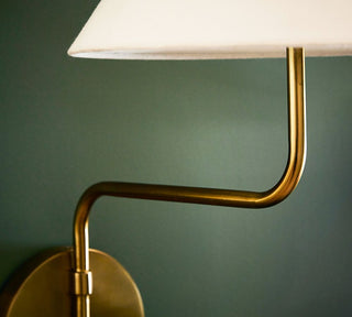 Fabric Lampshade Brass Curved Wall Lamp